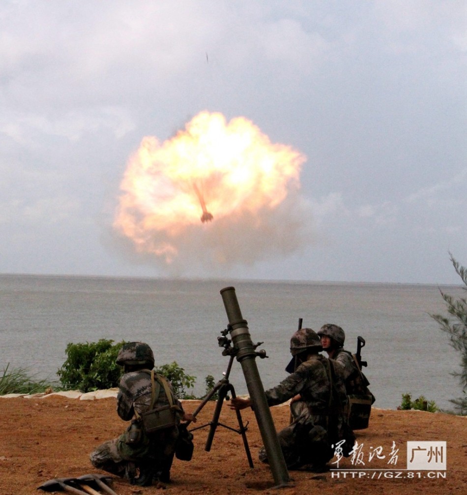 我军要塞化岸炮部队曝光 火炮齐射瞬间灭伪装船_高清图集_新浪网