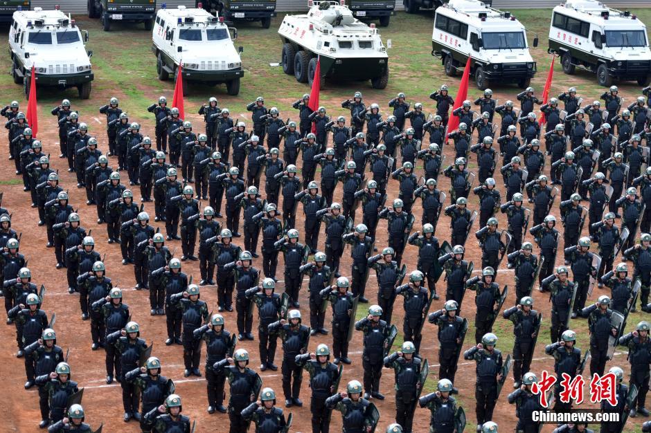队伍整齐士气高驻滇武警誓师力保南博会