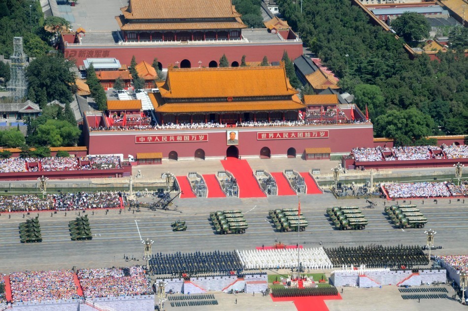 航拍抗战胜利70周年大阅兵现场