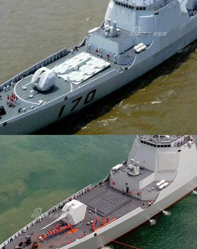 中华神盾两兄弟:052c和052d同角度俯拍对比