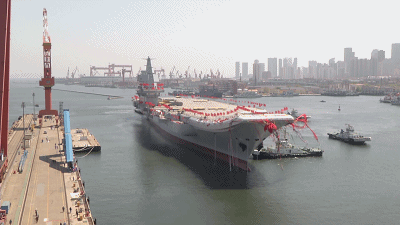 动图回顾国产航母下水过程！大国巨舰激动人心