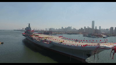 动图回顾国产航母下水过程！大国巨舰激动人心