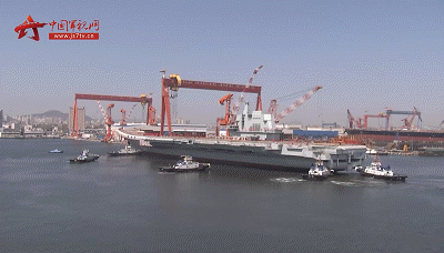 动图回顾国产航母下水过程！大国巨舰激动人心