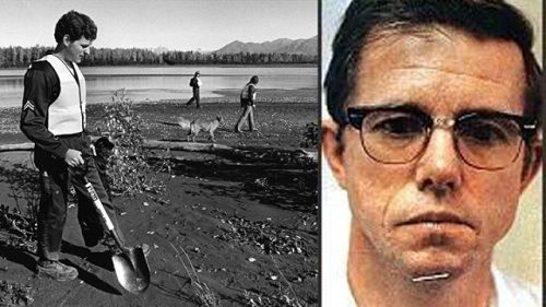 美国当局寻找被汉森杀害的被害者尸体（左），“屠夫面包师”罗伯特•汉森 （右）