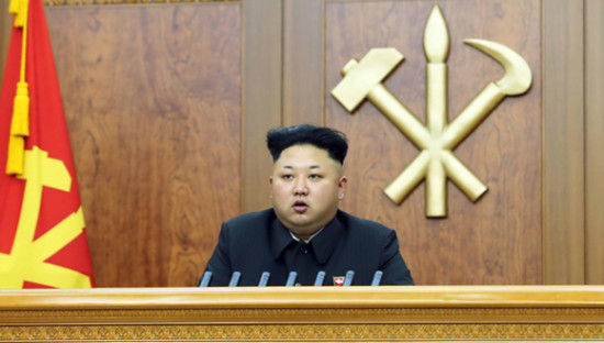 　　资料图片：朝鲜最高领导人金正恩发表2015年电视新年贺词