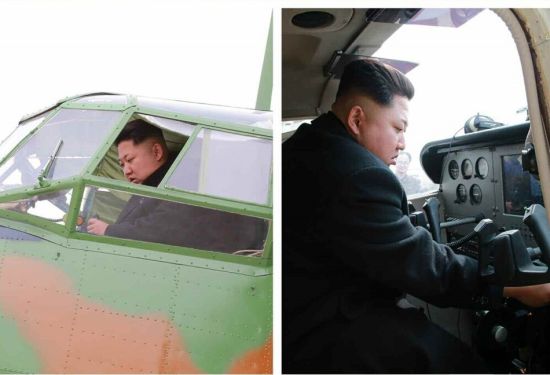朝鲜领导人金正恩试飞轻型飞机。资料图