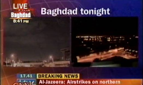 2003年CNN直播伊拉克战争播出画面截图