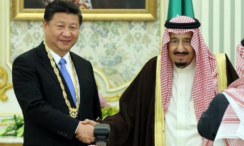 当地时间1月19日，国家主席习近平在利雅得同沙特阿拉伯国王萨勒曼举行会谈