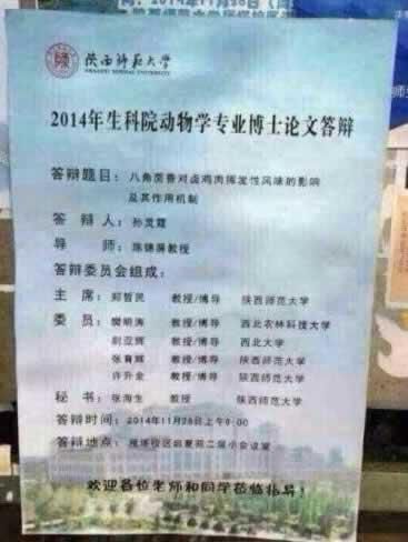 女博士“最美味论文” 8万字论八角对卤鸡肉影响 