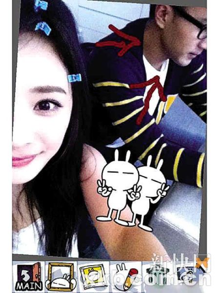 绯闻男友刘恺威拍摄她的MV，杨幂不避忌在微博上载两人的合照，并希望别再说绯闻了，她要嫁不出去了。