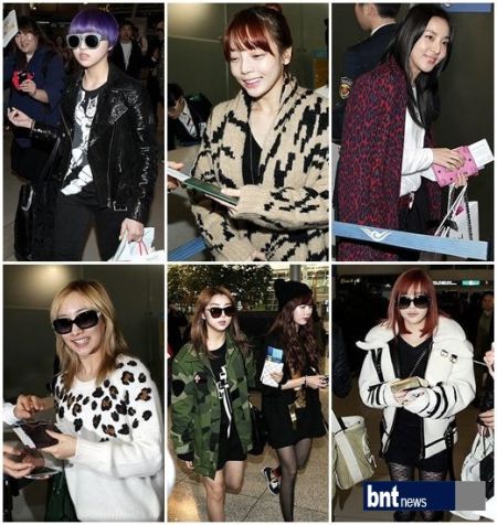 顺时针方向：孔敏智、具荷拉、朴山多拉、朴春、权昭贤+泫雅、郑妮可