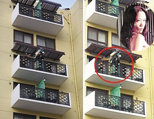 于婕跃出阳台的一瞬被抱住