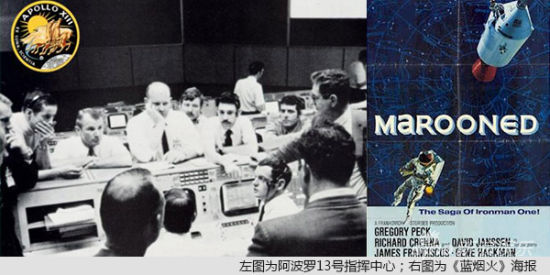 左图：阿波罗13号指挥中心；右图：《蓝烟火》海报