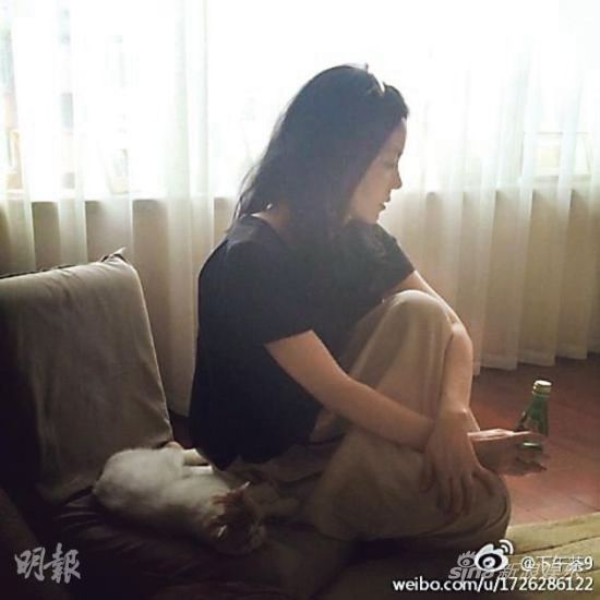 王菲好友上载一张王菲悠闲地坐在地上沉思的近照，证明王菲生活写意以及为好友辟谣。