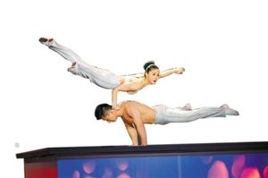 表演中的张权和赵丽