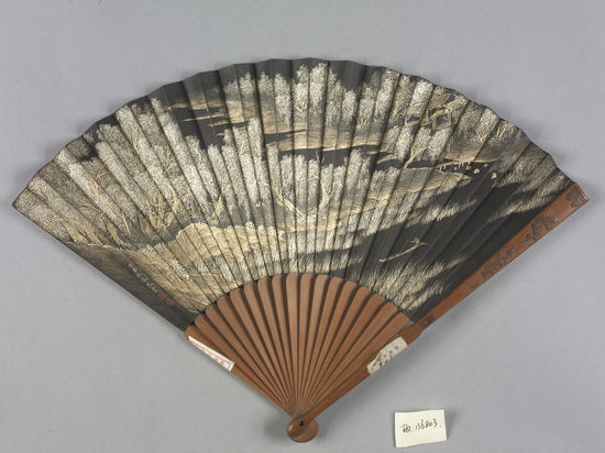 竹股雕花边黑面永瑢书画折扇