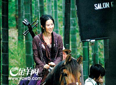 刘亦菲在片中背着琵琶行走江湖