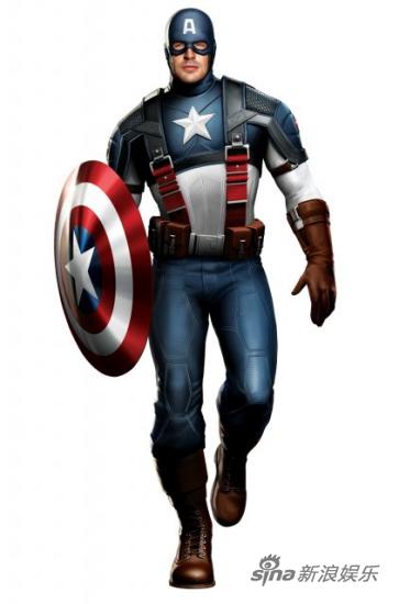 "美国队长"手持盾牌