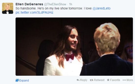 艾伦和被她称为“今晚第一美”的杰拉德-莱托