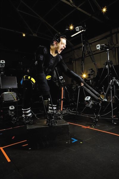 安迪拍摄电影《金刚》时的工作照。