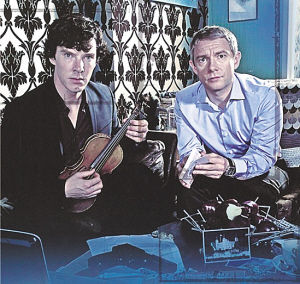 英剧《神探夏洛克》中的现代版福尔摩斯（左）和华生