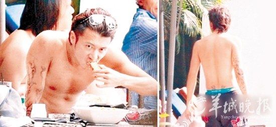 在马来西亚晒太阳的谢霆锋样子很悠闲