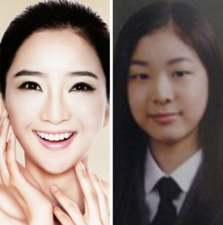 钟恩慧彩妆照与证件照对比