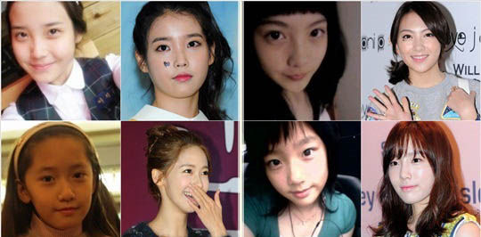 顺时针方向：IU、姜智英、泰妍、允儿