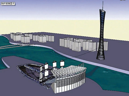 广州塔 506米 海心沙 80米 116米 现场示意图