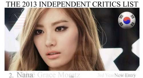 韩国女星Nana荣登亚洲女星最美