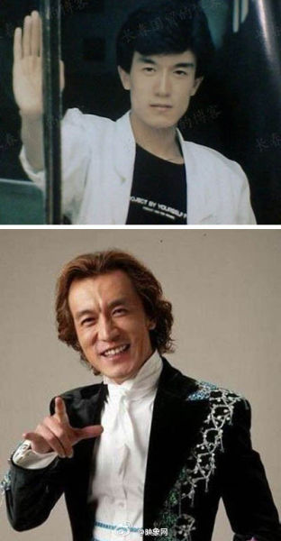 照片中的李咏一头卷发外加一件白色的外套,非常帅气,看上去似年轻时的