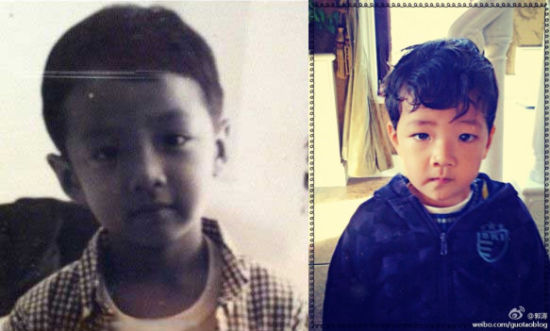 柯震东童年照和石头撞脸