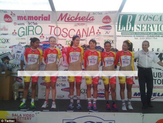 哥伦比亚女自行车手半透明队服