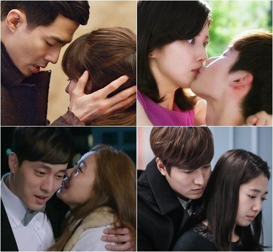 顺时针方向：《那年冬天，风在吹》、《听见你的声音》、《继承者们》、《主君的太阳》剧照