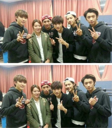 洪佳惠假冒记者与B1A4合影