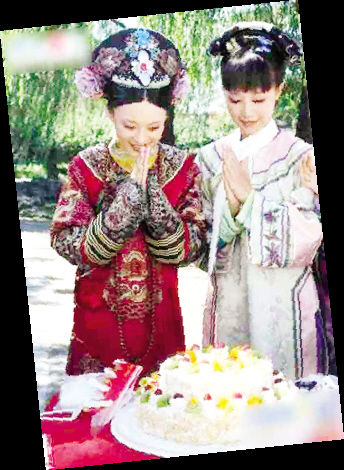 孙俪在片场过生日