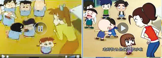 《大嘴巴嘟嘟》(右)一些场景的分镜头都与《蜡笔小新》惊人相似