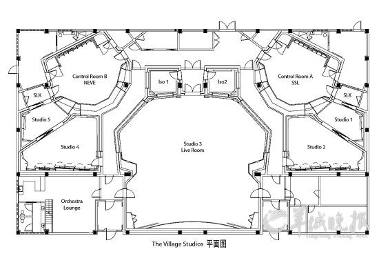录音室的平面设计图，张敬轩称整个布局像是一只“螃蟹”