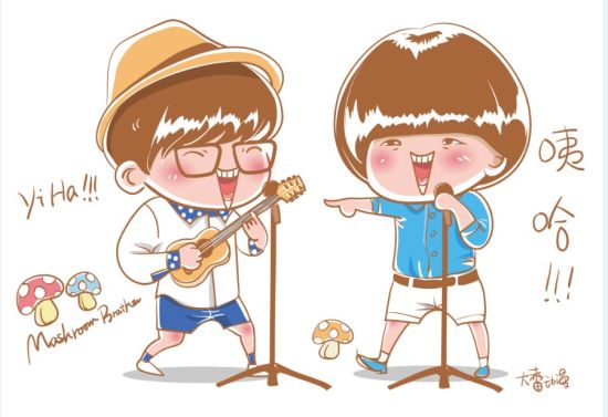 粉丝为蘑菇兄弟打造卡通照