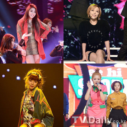 顺时针方向：韩国女歌手Ailee、佳仁、李夏怡、泫雅