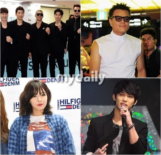 顺时针：god组合、朴振英、泫雅、BTOB任炫植