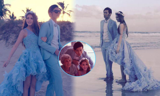 周杰伦昆凌澳洲漫步海滩