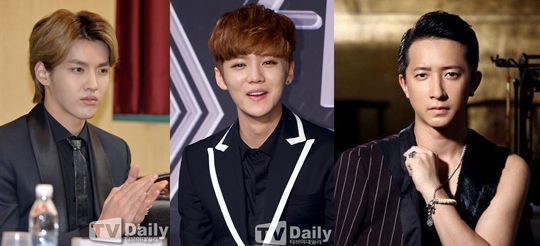 从左至右，KRIS、LU HAN、韩庚