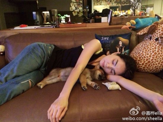 Ella与爱犬合影