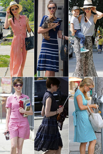 明星示范印花裙