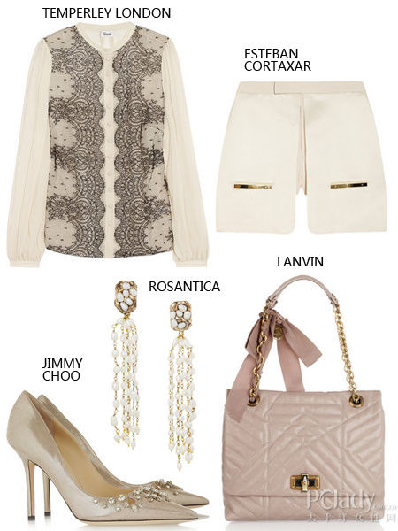 白色蕾丝拼接衬衫单品推荐