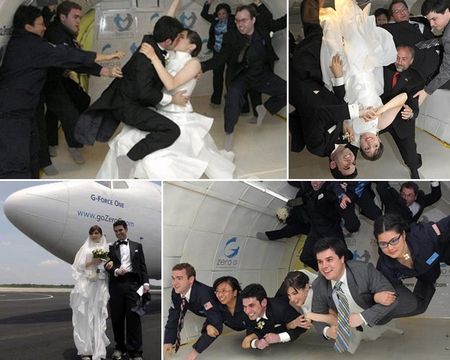 美国新人飞机上举行“零重力婚礼”