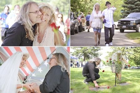 美夫妇举行墓园婚礼