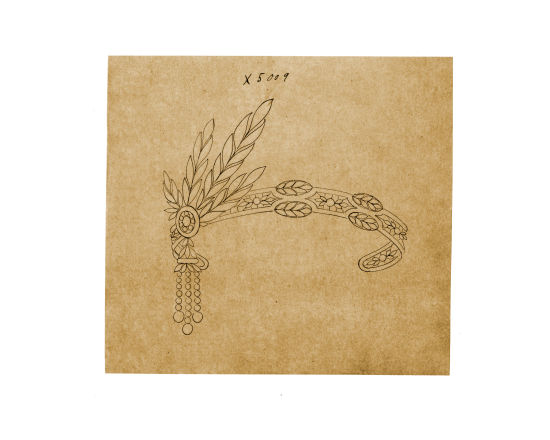 古董头冠的草图