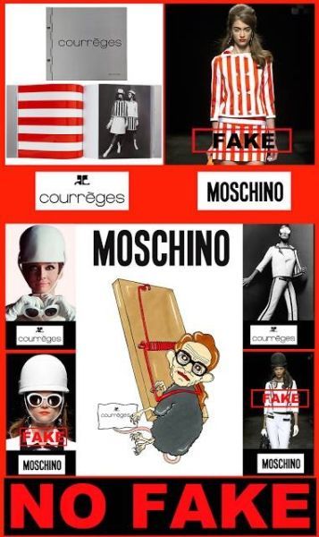 MOSCHINO频出抄袭丑闻courreges与MOSCHINO的抄袭风波从设计理念到广告造型均有相似点MOSCHINO此次抄袭堪称经典